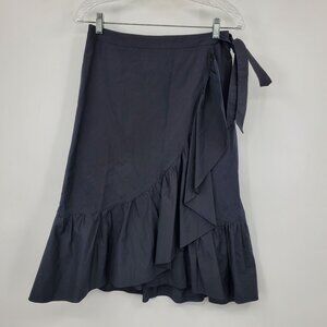 SET Women's‎ Black Ruffle Front Wrap Look Basic Career Side Tie Basic Skirt 4